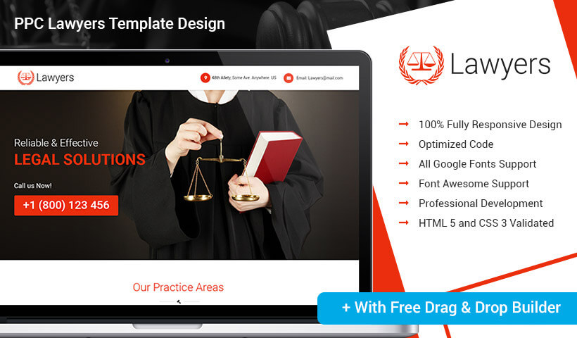 Free Landing Page Builder With Best Attorney And Law PPC Landing Page Design Template
