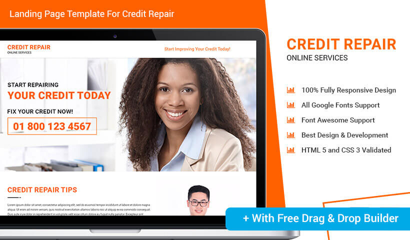 Free Builder With Credit Repair PPC Landing Page Design Template to Boost Your Credit Repair Business