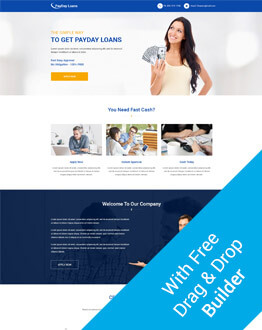 Responsive Payday Loan HTML5 Landing Page Design Template With Free Builder to capture high lead