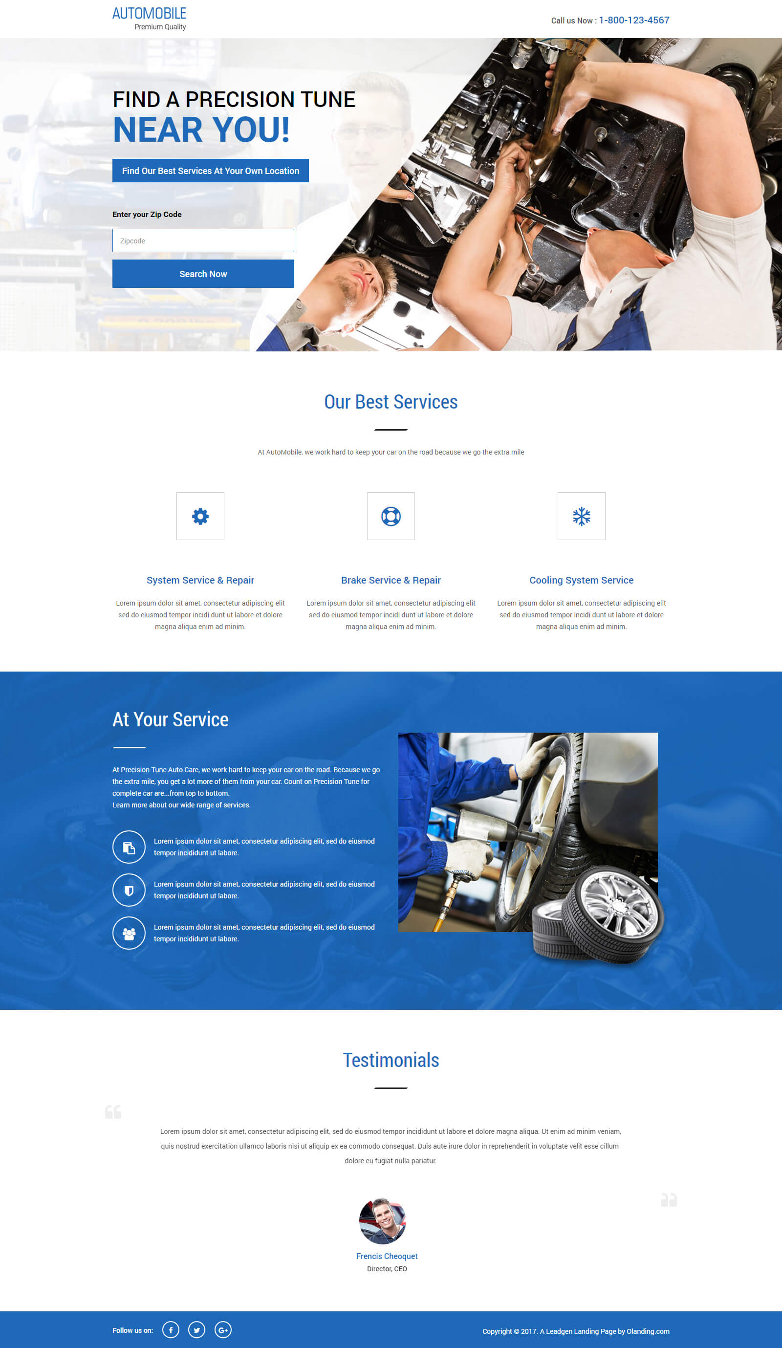 Best Auto Services Landing Page Design template With Free