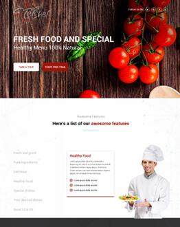 Capture High Lead With Chef And Cook Landing Page Responsive Design Template