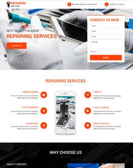 High Lead Mobile repair services responsive landing page design template
