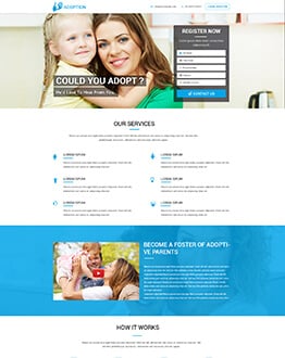 child and pets adoption landing page design Template to boost your social cause of adoption