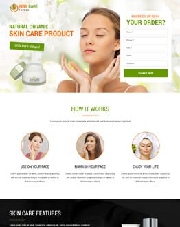 Responsive Skin care landing page design template to Increase your Revenue