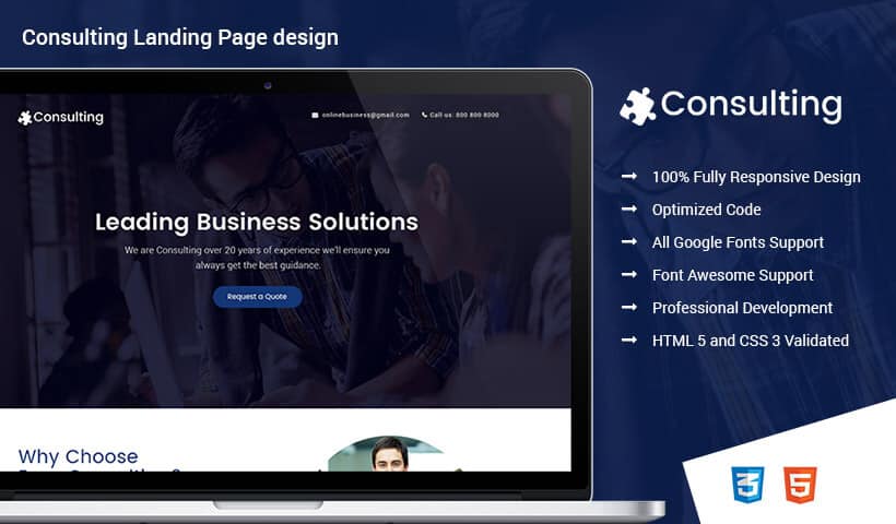 Business Consulting Responsive Landing Page Design Template