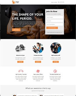 Fitness Club Internet Marketing Landing Page Design Template