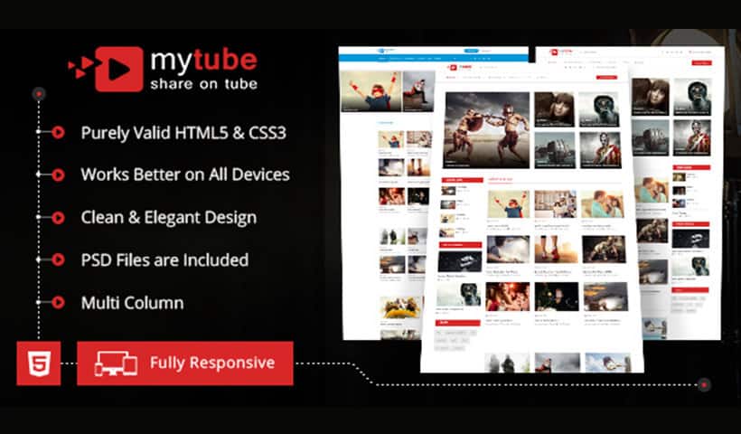 Youtube, Vimeo & Daily Motion Clips Theme HTML Template