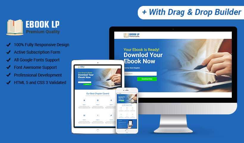 Ebook Fully Responsive HTML Landing Page Template with Free Builder