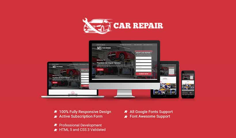 Fully Responsive Auto Mechanic & Car Repair Landing Page Template