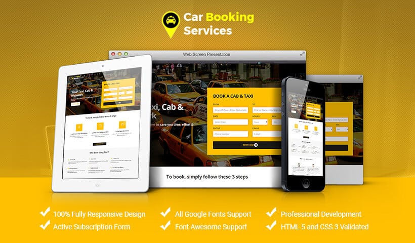 Car Booking Services Fully Responsive Html Landing Page
